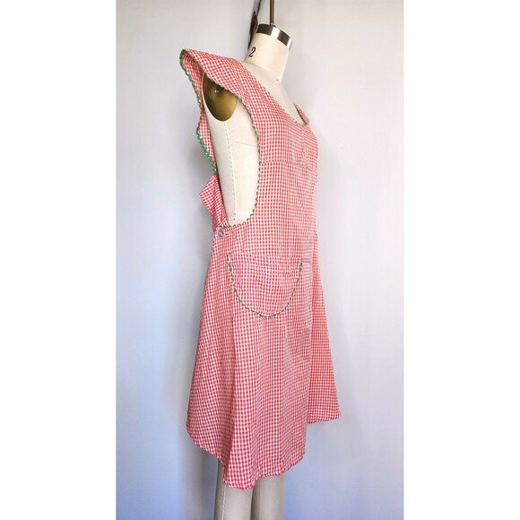Vintage 1940s Apron - Gingham Plaid Checkered Apron Cottage Chic French Country - Picture 3 of 8